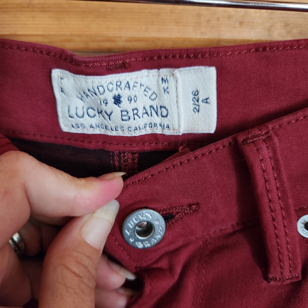 Lucky Brand ๐ Brooke Red Mid Rise Skinny Stretch Legging Ankle Jeans Sz 2 X 29" - Picture 4 of 12